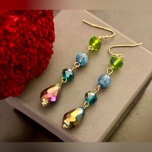 Multicolor Faceted Beaded Teardrop Dangle Earrings